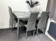 Garden Dining Set Rectangle Table with 3 Graphite Chairs