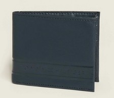 NWT TOMMY HILFIGER RFID PASSCASE MEN'S NAVY BLUE LEATHER WALLET