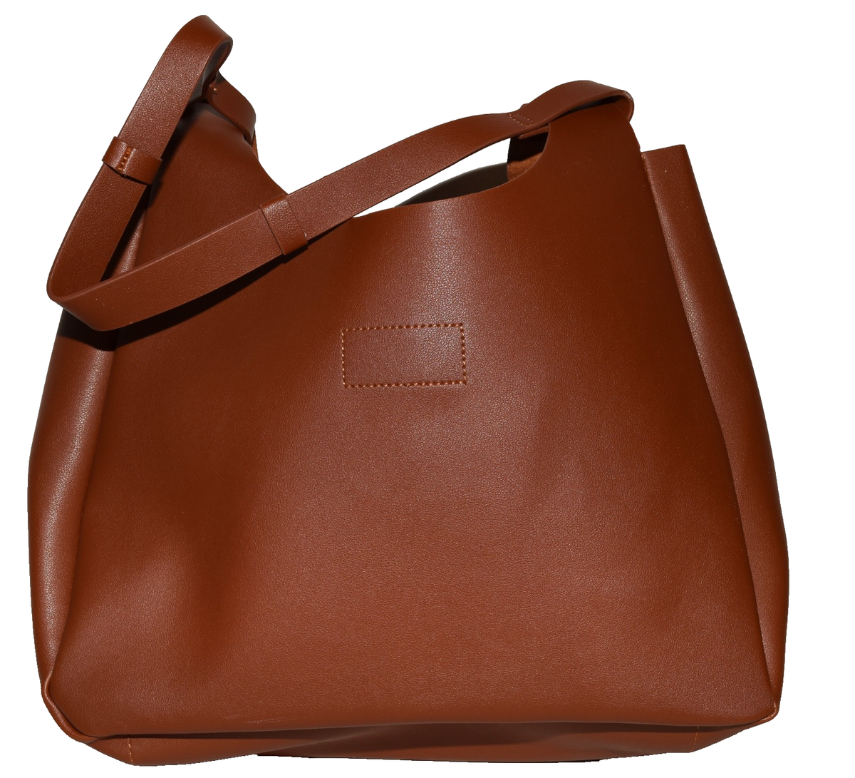 Neiman Marcus Brown Faux Leather Large Unlined Shoulder Tote Bag NWOT