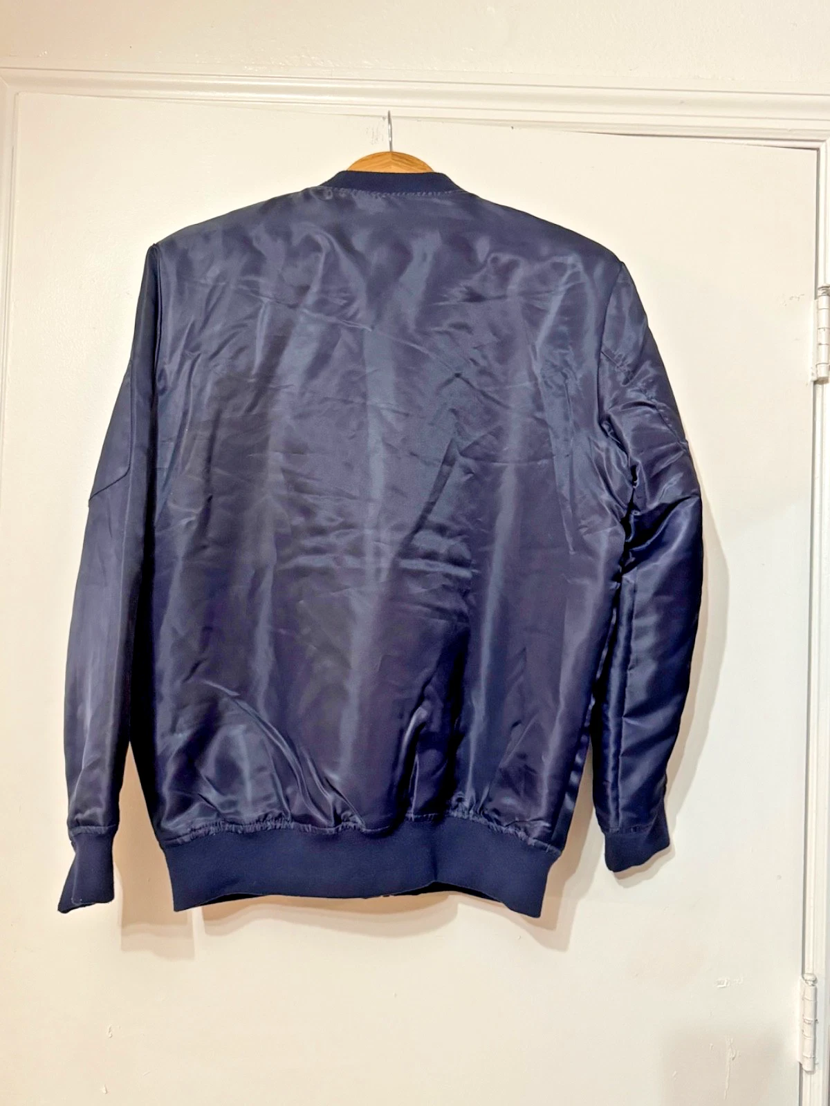 Hard Rock Guitar Co | Quilted Bomber Jacket | Mens (S) | Navy Blue Orange | NWT image 8