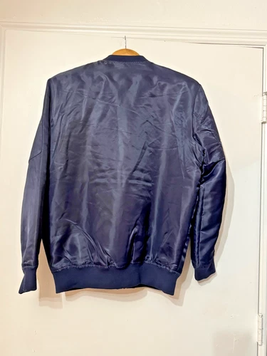 Hard Rock Guitar Co | Quilted Bomber Jacket | Mens (S) | Navy Blue Orange | NWT image 8