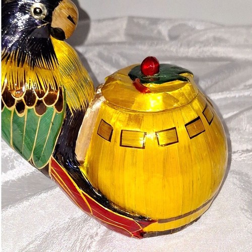 Artisan Handmade Parrot Bird Trinket Jewelry Box Unique Rustic Island Interior - Picture 10 of 13