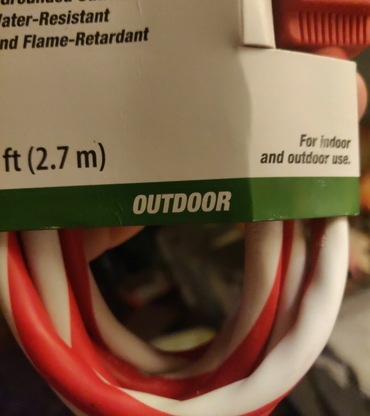 "NEW" Hyper Tough 25FT Candy Cane Striped Ext Cord 3 Grounded Outlets