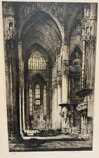 Andrew Affleck Cathedral Print Etching Antique