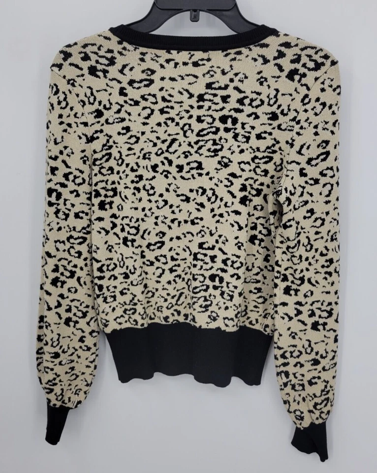 Suéter Rachel Roy Mujer Pequeño Tostado Negro Estampado Animal Cuello Redondo Pullover Boho Foto 2 de 4