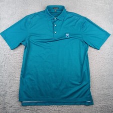 Peter Millar Shirt Mens Medium Blue Summer Comfort Polo Golf TFC Logo