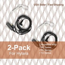 2x Acoustic (2-Wir) Tube PTT Earpiece for Hytera Radio PD355 PD360 PD365LF BD352