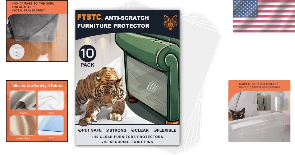 10 piezas Disuasivo de Arañazos Transparente para Gatos - Protectores Autoadhesivos para Muebles 17x13 pulgadas Foto 2 de 4