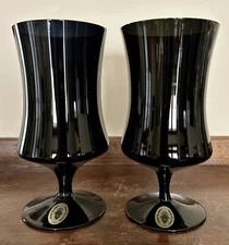 2 - MCM Celebrity “Ebony” Hand Blown Japan Ice Tea glasses 6.25” Tall w/Tags