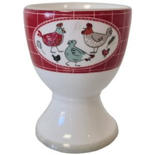 Coquetier blanc en céramique motif Poules