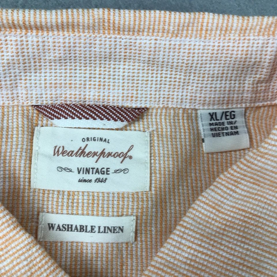 Weatherproof Shirt Mens XL Orange Washable Linen Button Up Short Sleeves NWT - Image 4 of 4