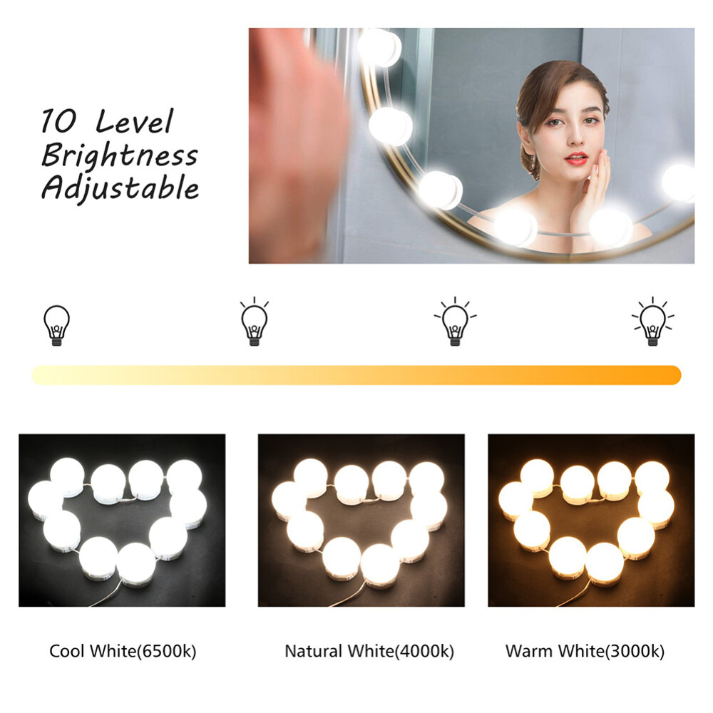 Make Up Mirror Light 10 LED Bulbs Vanity Makeup Dressing Table USB Mirror Lights | eBay