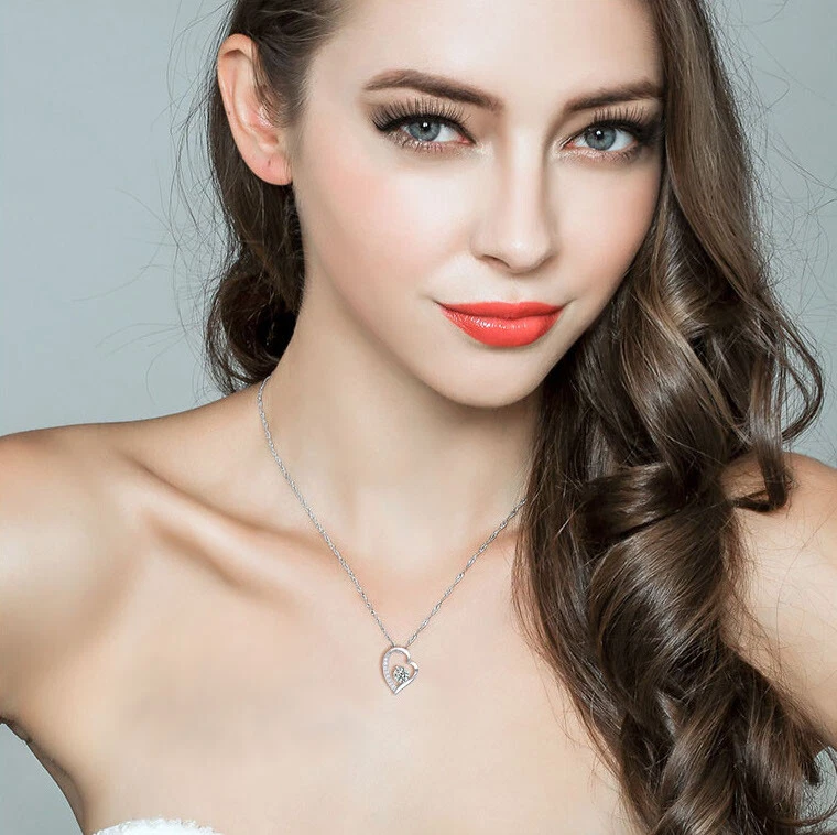 Deluxe Halskette Herz Anhänger Zirkonia Collier 925 Sterling Silber - Bild 2 von 4