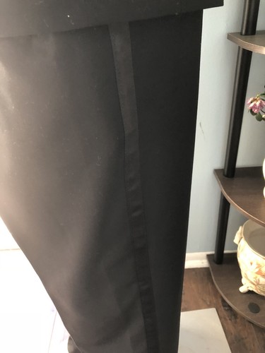 Black Wedding Prom Tuxedo 3 Button with Pants Wool/Satin Made in Italy 40R - Picture 5 of 12