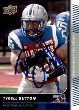 Tyrell Sutton Signed 2015 Upper Deck CFL Football card #82 Montreal Alouettes