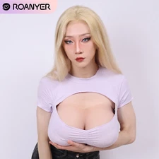 Roanyer H Cup Silicone Tube Top Style Breastplate Fake Boobs for CD DQ Cosplay