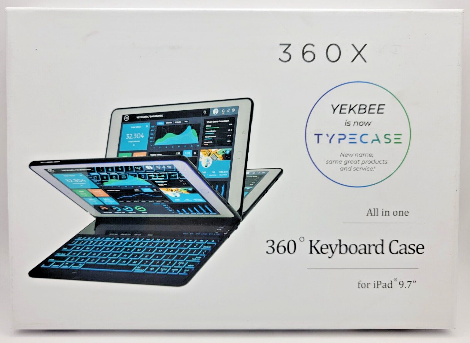 Sleek Yekbee iPad Keyboard Case with 360 Degree Rotating Stand TYPECASE 360X KB201N Type-C-image