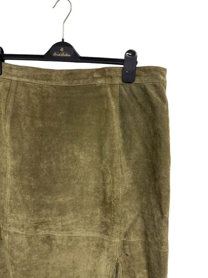 Via Accenti женщин лес зеленый 100% кожи бахрома средней длины юбка размер H6 - Изображение 4 из 4