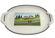 VINTAGE VILLEROY & BOCH LAPLAU NAIF NAIVE PAINTED VITRO PORCELAINE PLATE TRAY