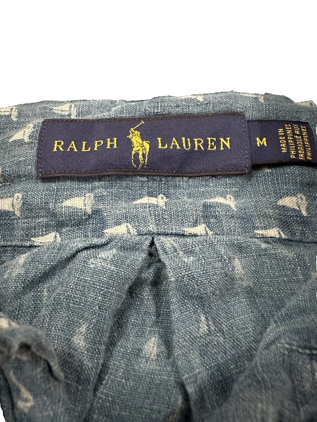 Ralph Lauren Geometric Linen Casual Button-Down Shirts for Men
