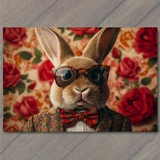 Art Print Rabbit Suit Sunglasses Floral Bow Tie Dapper Easter Retro Cool Bunny
