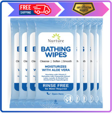 Nurture Rinse-Free Bathing Wipes   Aloe-Infused, Waterless Cleansing, 64 Wipes