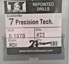 TCT REPOINTED DRILLS RDX 22 0.1570" DIA 0.472" FLUTE LOT OF 26 