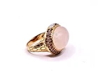 Yellow Rose Gold Plated 925 Sterling Silver Rose Quartz Pink Ring Sz 6