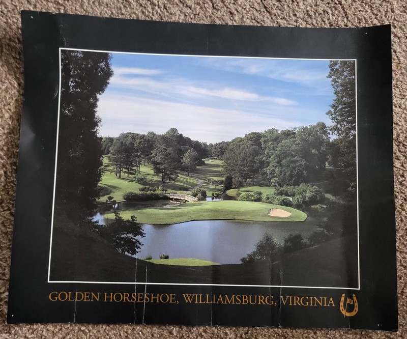 LARGE 21X18  INCH VINTAGE POSTER  GOLDEN HORSESHOE WILLIAMSBURG  VIRGINIA