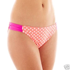 Arizona Reversible Coral Hipster Swim Bottoms Size M, L New Msrp $30.00