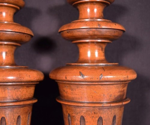 12" Pair of French Antique Solid Walnut Wood Support Posts/Pillars Salvage - Picture 7 of 10