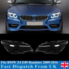 Pair For BMW Z4 E89 Roadster 2009-2016 Front Headlight Lens Headlamp Clear Cover
