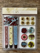 Anna Griffin Brads And Clips Set Rare Flora Collection