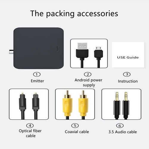 Bluetooth 5.0 Transmitter TV Adapter Sender Optical out Audio Stereo Schwarz NEU - Bild 8 von 8