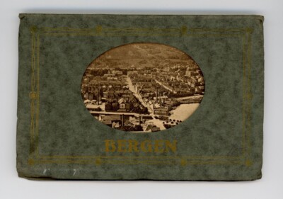 Bergen postcard booklet, Mittet&Co, Kunstforlag, original, mint, die, 14.5x9.5cm