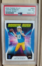 🔥2020 Panini Rookies & Stars NFL #RR3 Justin Herbert Rookie Rush PSA 8 Low Pop