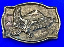 Patriotic American Eagle Flying Over Mountains Vintage Numbered Belt Buckle