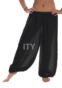 black chiffon pants