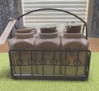 Rae Dunn Artisan Collection Ceramic Spice Herb Jars with Metal Rack Set 6