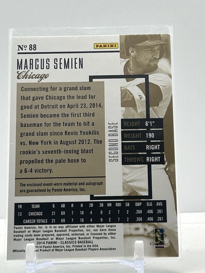 2014 Significant Signatures Materials Marcus Semien Silver Jerseys 109/299 - Image 2 of 2