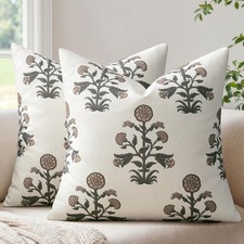 MIULEE Set of 2 Vintage Pillow Covers Neutral Decorative Floral Throw Pillows...