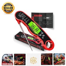 Accurate Instant-Read Waterproof Meat Thermometer - Red, 1 Sec Response Time