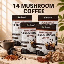 Instant Mushroom Coffee for Energy, Focus Immunity, 14 Adaptogens, Organic USA