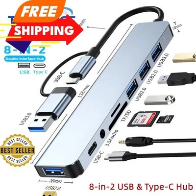 USB 3.0 Hub 4-Port Adapter Charger Data SLIM Super Speed PC Mac Laptop Desktop