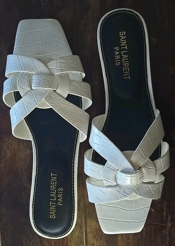 Sandali bassi Saint Laurent slides NU PIED 41 bianco bianco bianco effetto bianco usati e indossati
