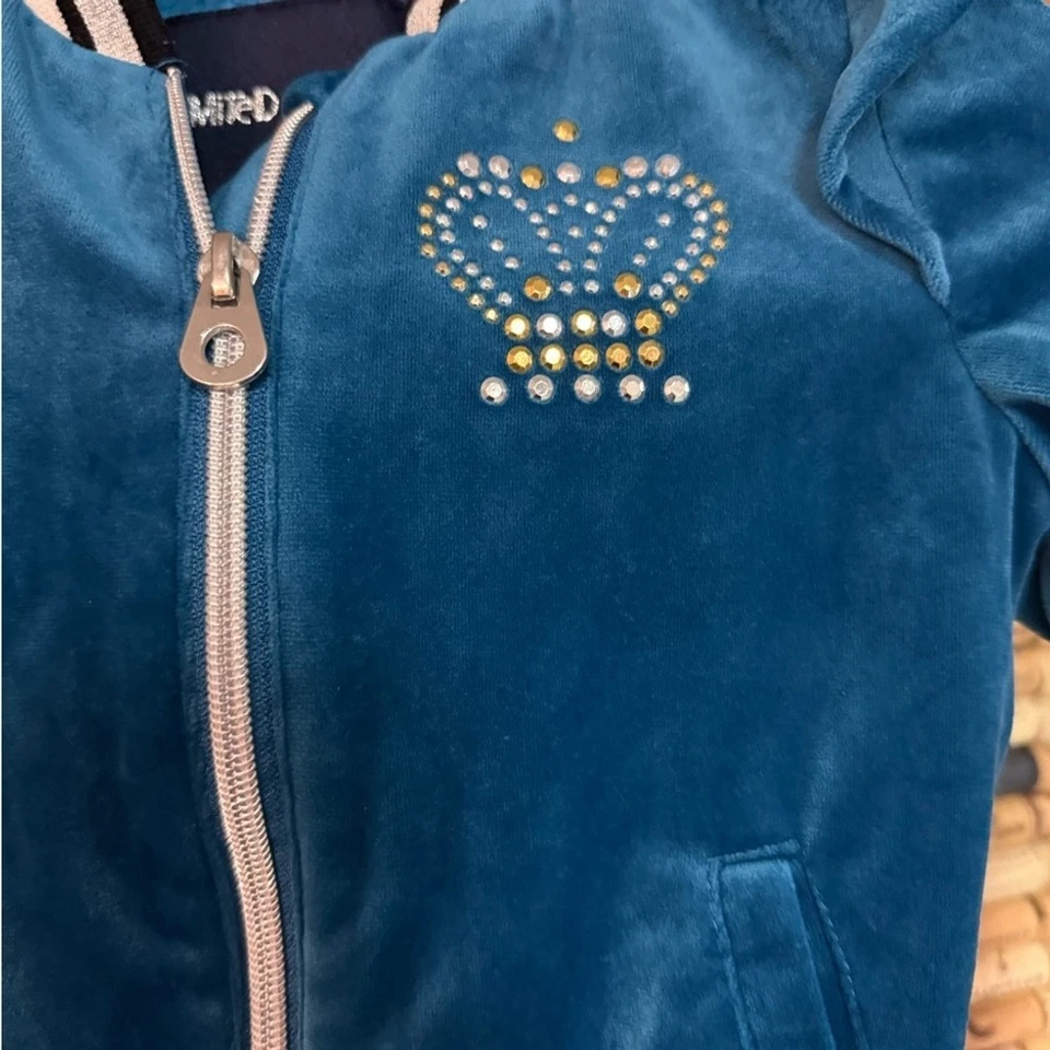 Estilo Y2K limitado también! Chaqueta chándal terciopelo adornada cremallera completa talla 4T Foto 3 de 4