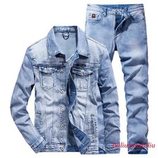 Denim Suit Men's Slim Two-piece Spring Autumn Jacket Jeans Coat Pants Sets M-5XL