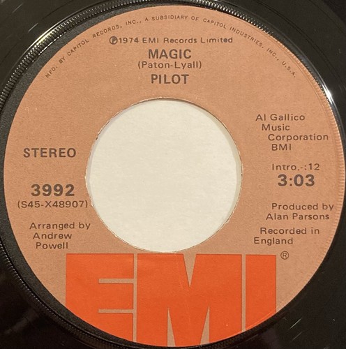 Pilot – Magic / Just Let Me Be – EMI - 3992 – 1974 45 RPM 7" Single