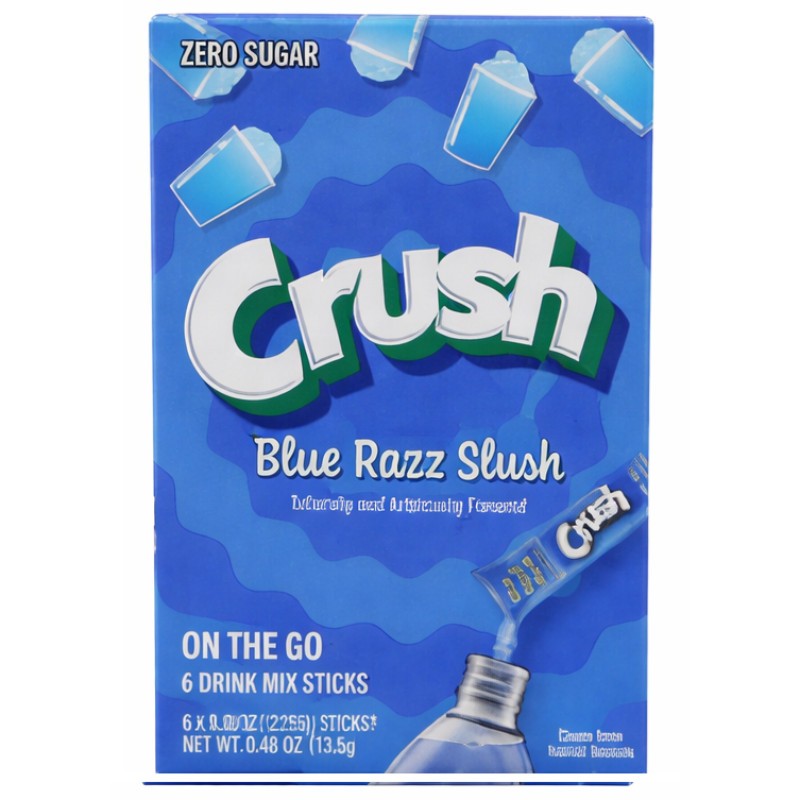 3x Crush Blue Razz Slush Drink Mixes Bulk Refreshing Beverage Lot 6ct