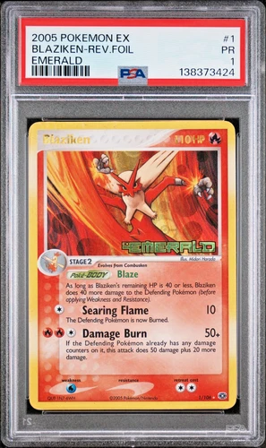 PSA 1 2005 Pokemon EX Emerald Blaziken Reverse Holo Foil Rare 1/106 STAMPED
